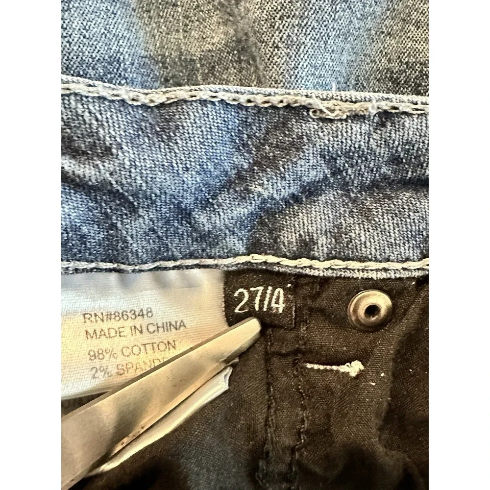 Tru Luxe Jeans Womens Denim Mid‎ Rise Stretch Embellished Pocket Blue Size 27/4